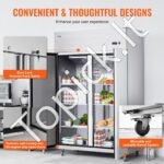 Komercinis šaldytuvas -1100 l, dviejų durų, nerūdijančio plieno, automatinis atitirpimas, 6 lentynos, temperatūra -2–+8 °C, su ratukais - Image 4