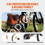 Dvivietė vaikiška dviračio priekaba 54 kg – 2-in-1 vežimėlis su stumimo funkcija, sulankstomas, su universaliu tvirtinimu - Image 2