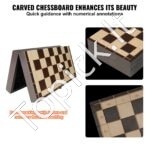 Magnetinis medinis šachmatų rinkinys 29x29 cm – sulankstomas, nešiojamas, su figūrų dėklu - Image 7