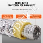 Lanksti aliuminio oro žarna su izoliacija 7,6 m, Ø 130 mm – triukšmą slopinantis ortakis šildymo ir vėdinimo sistemoms - Image 7