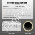 Lanksti aliuminio oro žarna su izoliacija 7,6 m, Ø 130 mm – triukšmą slopinantis ortakis šildymo ir vėdinimo sistemoms - Image 3