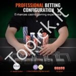 200 vnt. plastikinis pokerio žetonų rinkinys su lagaminu | Kompaktiškas žaidimų komplektas 6–7 žaidėjams | Kortos, kauliukai, mygtukai - Image 5