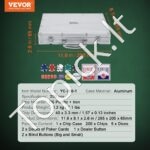 200 vnt. plastikinis pokerio žetonų rinkinys su lagaminu | Kompaktiškas žaidimų komplektas 6–7 žaidėjams | Kortos, kauliukai, mygtukai - Image 3