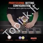 500 vnt. molinių pokerio žetonų rinkinys su lagaminu | Profesionali kazino kokybė | 9–10 žaidėjų komplektas - Image 5