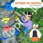 Ninja medžio laipiojimo rinkinys vaikams | 12 laipiojimo rankenų + 6 tvirtinimo diržai + kopėčios | Aktyvus lauko žaidimas - Image 4