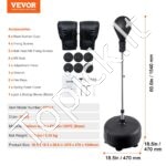 Bokso refleksinis stovas su pirštinėmis – 154 cm aukščio, reguliuojamas, su stovu ir smūgių kamuoliu, treniruotėms namuose ir sporto salėje - Image 3