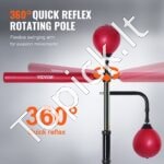 Reguliuojamas bokso refleksinis maišas su stovu ir pirštinėmis – raudonas, treniruotėms namuose ir sporto salėje - Image 6