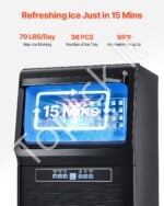 Ledo kubelių aparatas - 34,5 kg/24 val., 5,6 kg talpa, su vandens filtru ir kaušeliu - Image 8