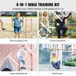 Ninja kliūčių trasa vaikams – Slackline rinkinys su 10 kliūčių, 2 x 15,24 m linijos, iki 226 kg apkrova, lauko žaidimų trasa vaikams ir šeimai - Image 2