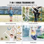Ninja kliūčių trasa su 12 kliūčių – Slackline rinkinys vaikams 2 x 17 m, iki 226 kg apkrova, lauko treniruočių ir žaidimų trasa kiemui - Image 2