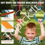 Ninja kliūčių trasa su 12 kliūčių – Slackline rinkinys vaikams 2 x 17 m, iki 226 kg apkrova, lauko treniruočių ir žaidimų trasa kiemui - Image 3