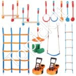 Ninja kliūčių trasa su 12 kliūčių – Slackline rinkinys vaikams 2 x 17 m, iki 226 kg apkrova, lauko treniruočių ir žaidimų trasa kiemui - Image 9