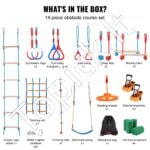 Ninja kliūčių trasa su 14 kliūčių – Slackline rinkinys vaikams 2 x 18,29 m, iki 226 kg apkrova, lauko žaidimų sistema aktyviam sportui ir pramogoms kieme - Image 6