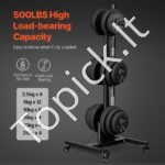 Mobilus hantelių stovas su ratukais – 454 kg talpa, kompaktiškas ir patogus laikymas - Image 8