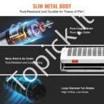 Durų oro užuolaida 110 cm, 2292 m³/h, 2 greičiai – tylus veikimas, energijos taupymas, apsauga nuo dulkių ir vabzdžių - Image 4