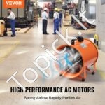 Pramoninis 900 W statybinis ventiliatorius su 5 m ortakiu – maksimalus oro srautas profesionaliam naudojimui - Image 7