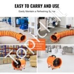 Pramoninis 900 W statybinis ventiliatorius su 5 m ortakiu – maksimalus oro srautas profesionaliam naudojimui - Image 4