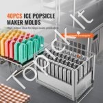 Komercinės ledų formelės - 40 vnt., nerūdijančio plieno, su laikikliu ir 50 lazdelių - Image 8