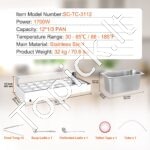 Maisto šildytuvas, 12 x (325 x 176 mm), stiklo apsauga. - Image 3