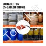 208 l metalinės statinės šildytuvas su 1,2 kW galia ir reguliuojama 30–150 °C temperatūra - Image 5