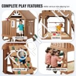 Didelis medinis vaikiškas žaidimų namelis – sodo namelis vaikams 232 x 310 x 269 cm - Image 2