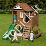 Didelis medinis vaikiškas žaidimų namelis – sodo namelis vaikams 232 x 310 x 269 cm - Image 7