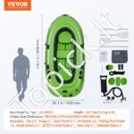 Pripučiamas 5 asmenų žvejybos laivas su aliuminio irklais, pompa ir meškerės laikikliu – 499 kg apkrova - Image 3