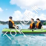 Pripučiamas 5 asmenų žvejybos laivas su aliuminio irklais, pompa ir meškerės laikikliu – 499 kg apkrova - Image 2