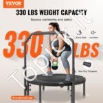 Mini fitneso trampolinas su rankena – 1027 mm, 150 kg talpa, sulankstomas dizainas - Image 7