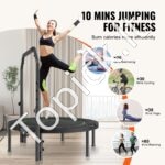 Mini fitneso trampolinas su rankena – 1027 mm, 150 kg talpa, sulankstomas dizainas - Image 3