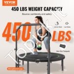 Mini fitneso trampolinas su rankena – 132 cm, 205 kg talpa, sulankstomas dizainas - Image 8