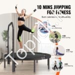 Mini fitneso trampolinas su rankena – 132 cm, 205 kg talpa, sulankstomas dizainas - Image 4