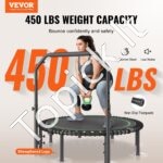 Mini fitneso trampolinas su rankena – 1027 mm, 150 kg talpa, sulankstomas dizainas - Image 8