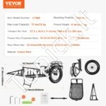 Lengvas dviračio vežimėlis su 32 kg talpa – kompaktiška priekaba su 50 cm ratais ir universalia jungtimi - Image 6