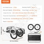 Stiprus dviračio krovinių vežimėlis 125 kg – sulankstoma sunkių krovinių priekaba su 50 cm ratais ir plieniniu rėmu - Image 6