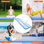 Pripučiamas gimnastikos kilimėlis su elektrine pompa – 398 x 101 x 10 cm (mėlynas) - Image 4