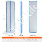 Pripučiamas gimnastikos kilimėlis su elektrine pompa – 398 x 101 x 10 cm (mėlynas) - Image 3