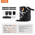 12,2 m ilgio treniruočių virvė | „Battle Rope“ su apsauginiu gaubtu – jėgos ir ištvermės treniruotėms - Image 3