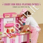 3-in-1 Vaikiška Rožinė Žaislinė Virtuvėlė su 74 Priedais | Kūrybinis Virtuvės, Kriauklės ir Parduotuvėlės Žaidimų Centras Mergaitėms ir Berniukams - Image 5