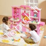 3-in-1 Vaikiška Rožinė Žaislinė Virtuvėlė su 74 Priedais | Kūrybinis Virtuvės, Kriauklės ir Parduotuvėlės Žaidimų Centras Mergaitėms ir Berniukams - Image 7