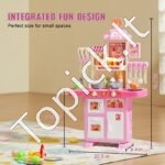 Vaikiška Rožinė Žaislinė Virtuvėlė su 48 Priedais | Interaktyvi Virtuvė Mažiesiems Virėjams su Šviesomis ir Garsu - Image 2