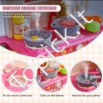 Vaikiška Rožinė Žaislinė Virtuvėlė su 48 Priedais | Interaktyvi Virtuvė Mažiesiems Virėjams su Šviesomis ir Garsu - Image 4