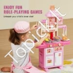 Vaikiška Rožinė Žaislinė Virtuvėlė su 48 Priedais | Interaktyvi Virtuvė Mažiesiems Virėjams su Šviesomis ir Garsu - Image 5