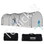 Beisbolo smūgiavimo narvas su tinklu ir rėmu – 10 × 3,6 × 3 m