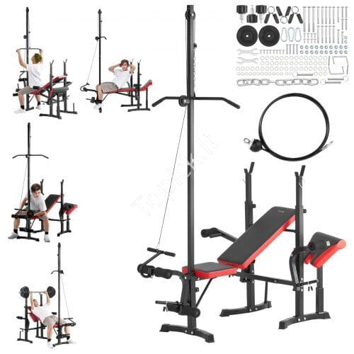 us2FDGNKJZCBKZD6QNXV7V02Fgoods_img-v12Fweight-bench-set-m100-1.2.jpg Reguliuojamas treniruoklių suolelis su atlošu, 272 kg talpa, universalus viso kūno treniruotėms - Image 1