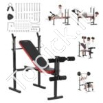 Reguliuojamas treniruoklių suolelis su atlošu, 172 kg talpa, sulankstomas dizainas