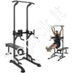 Daugiafunkcinis jėgos treniruoklis su reguliuojama skersine ir nuimama suoleliu | 10 lygių aukščio reguliavimas – idealiai tinka namų sporto salei