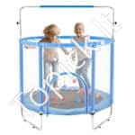 Vaikiškas mini batutas su apsauginiu tinklu ir krepšinio lanku – 147 cm, mėlynas