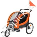 2-in-1 vaikiška dviračio priekaba–vežimėlis 40 kg – sulankstoma dvivietė priekaba vaikams su stumimo funkcija