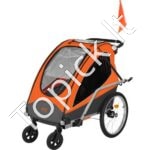 Dvivietė vaikiška dviračio priekaba 54 kg – 2-in-1 vežimėlis su stumimo funkcija, sulankstomas, su universaliu tvirtinimu